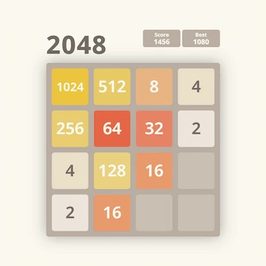 Screenshot of a nearly-complete 2048 game.