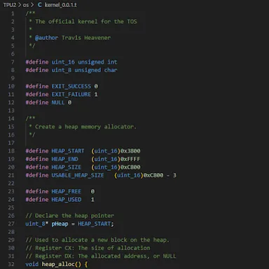 Screenshot of the TPU's Operating System's kernel program.